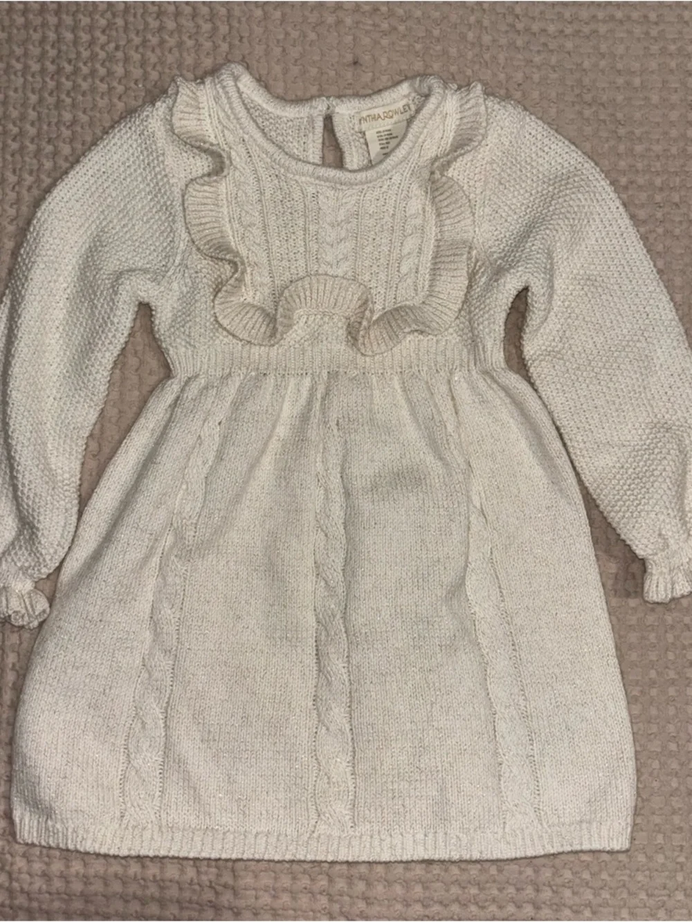 24M Cream Ruffle Cable-Knit Dress - Picture 1 of 4